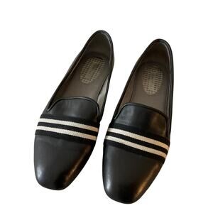 COM+SENS Shoes Womens Size 7 Black White Striped Slip On Loafers Comfort Flats